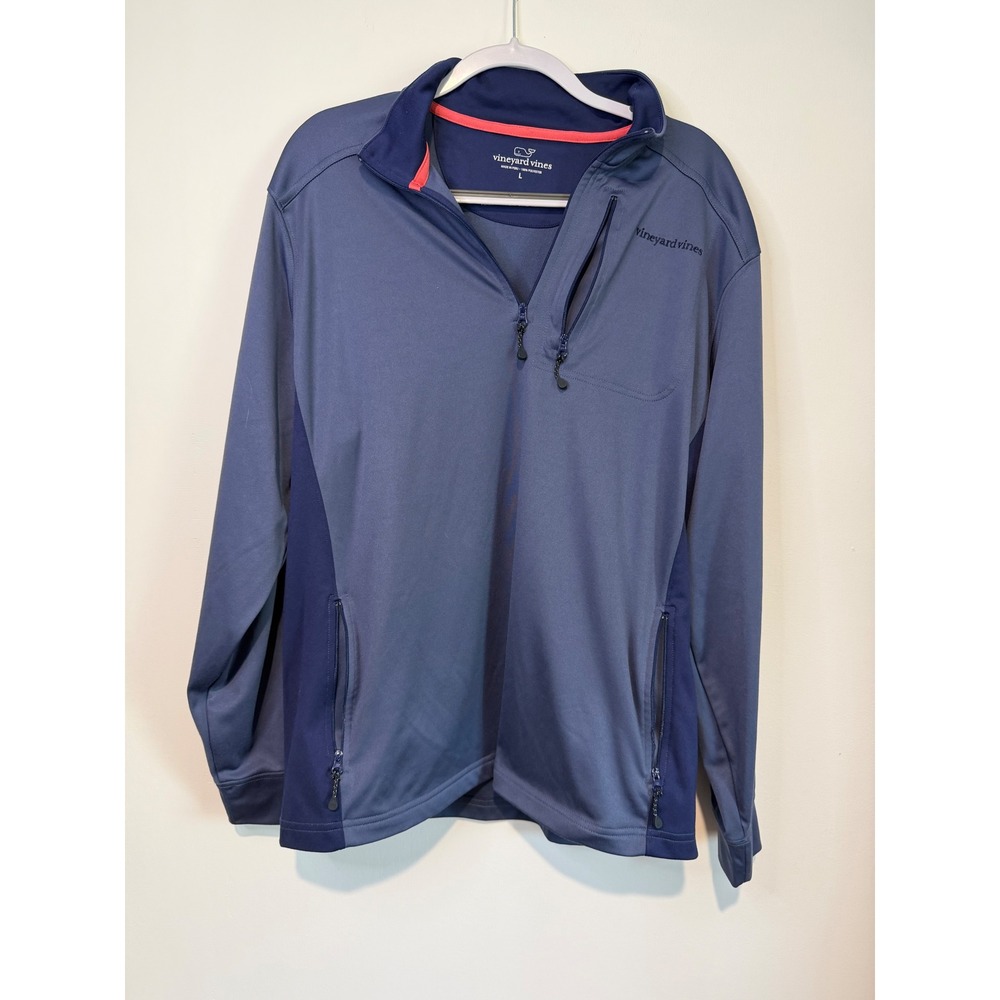 Vineyard Vines Mens Large Blue Performance Quarter Zip Pullover Jacket